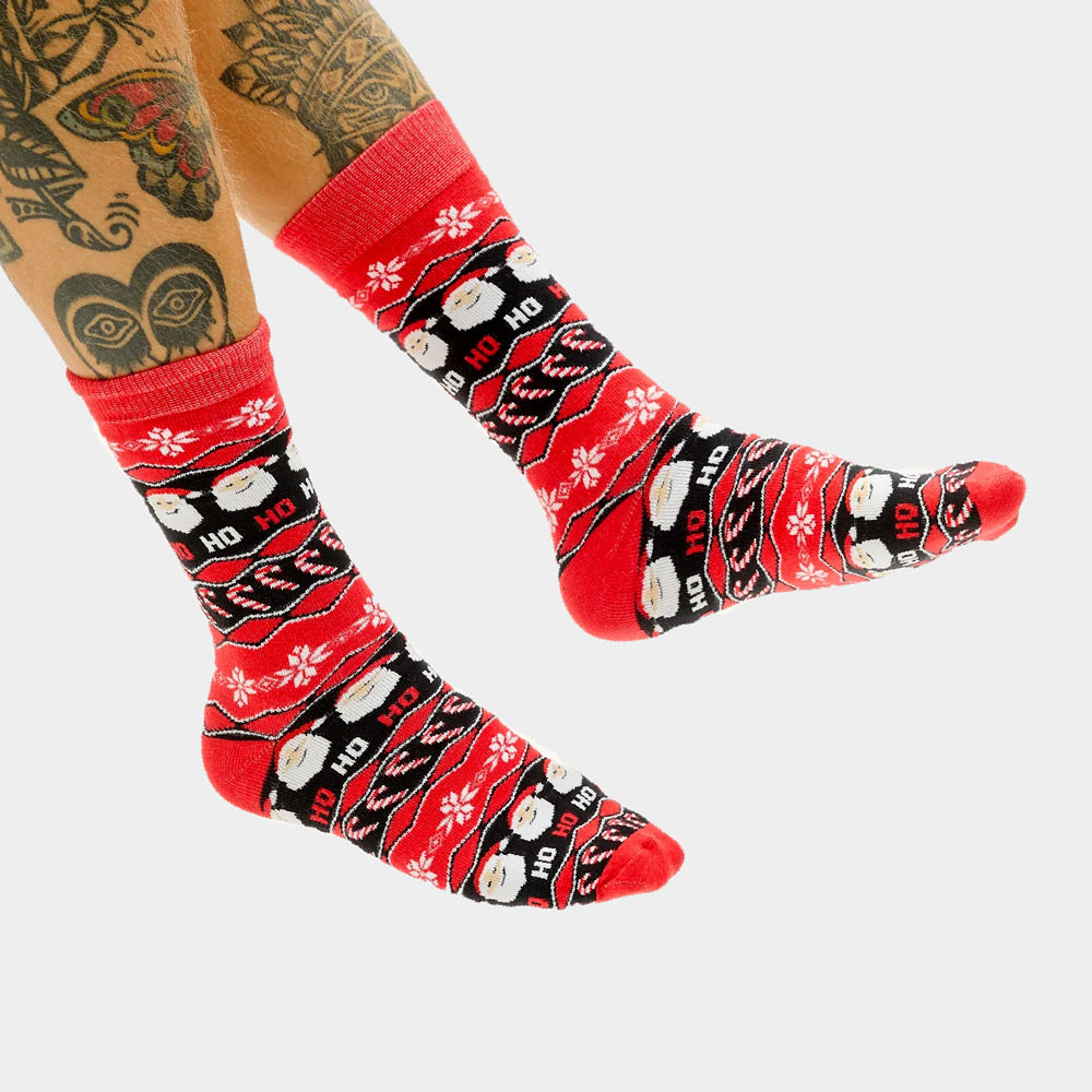 Calcetines Navideñas Unisex Rojos Papá Noel Ho Ho Ho hombre y mujer