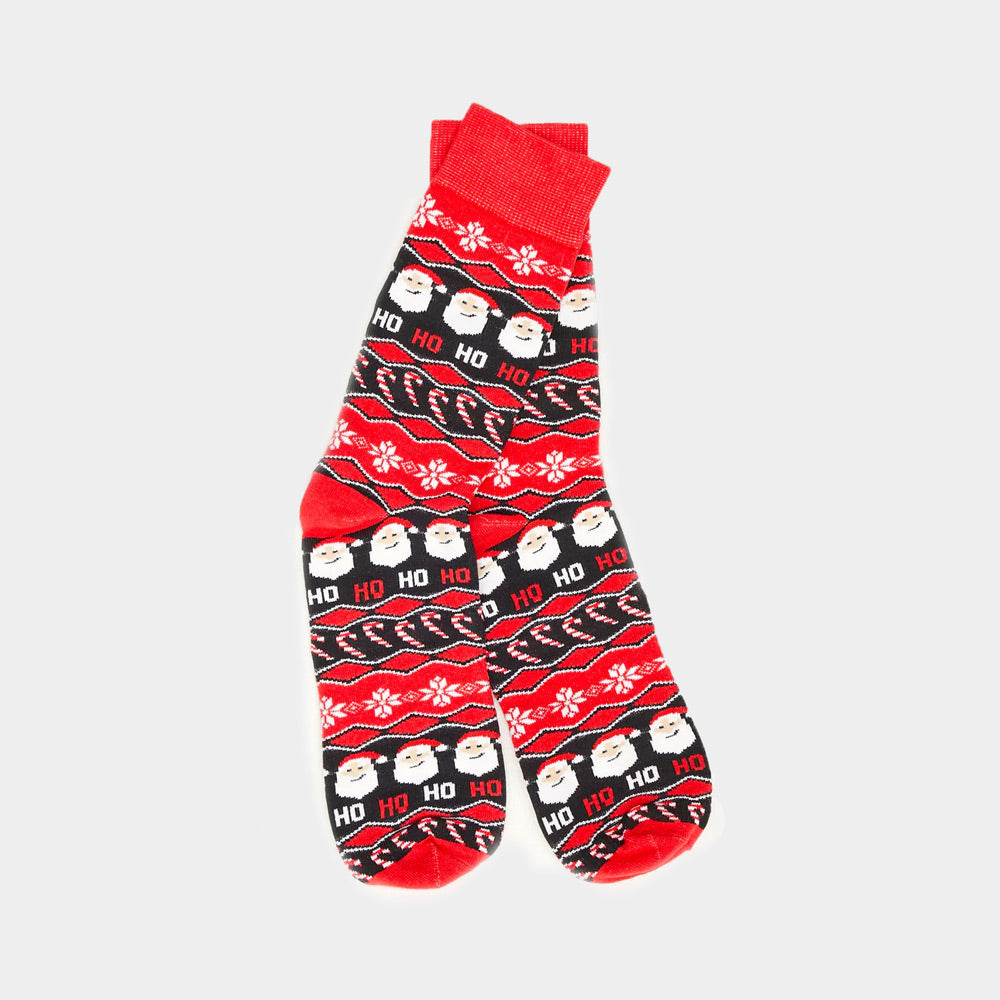 Calcetines Navideñas Unisex Rojos Papá Noel Ho Ho Ho