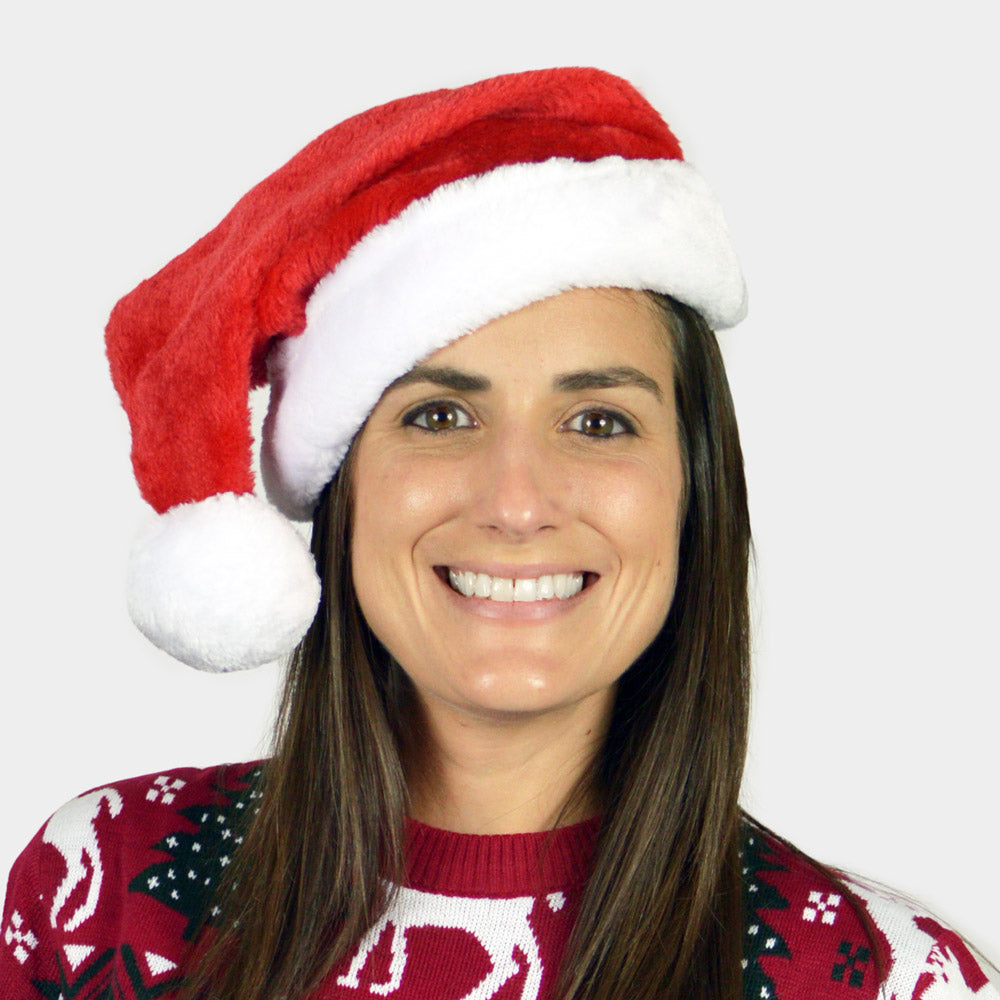 Gorro Navideño Santa Claus Suave y Gordito para Adultos Mujer