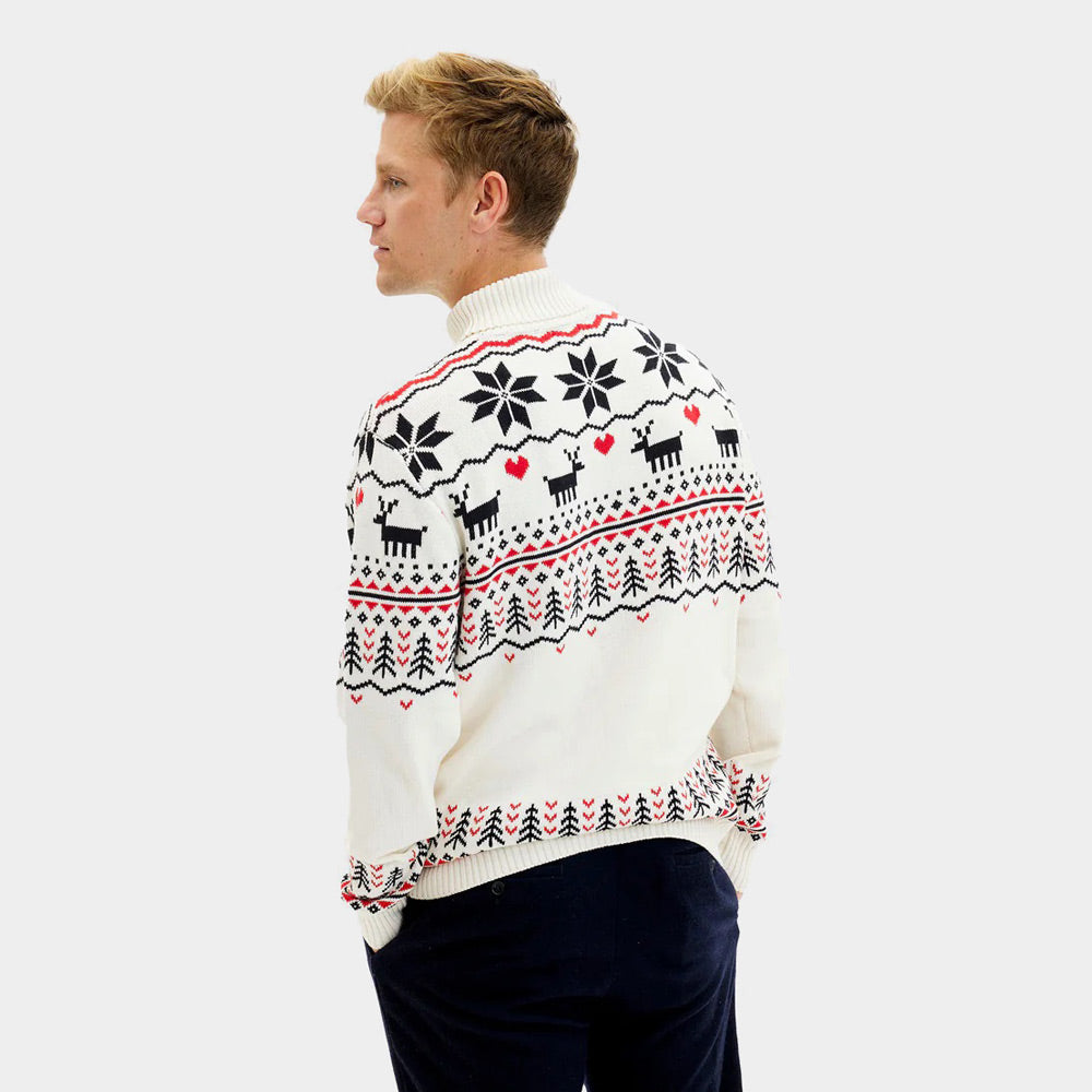 Hombre Suéter de Navidad de cuello alto Elegante Beige Algodón Orgánico