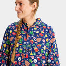 Mujer Pijama Navideña para Adultos Unisex Azul con Motivos Navideños