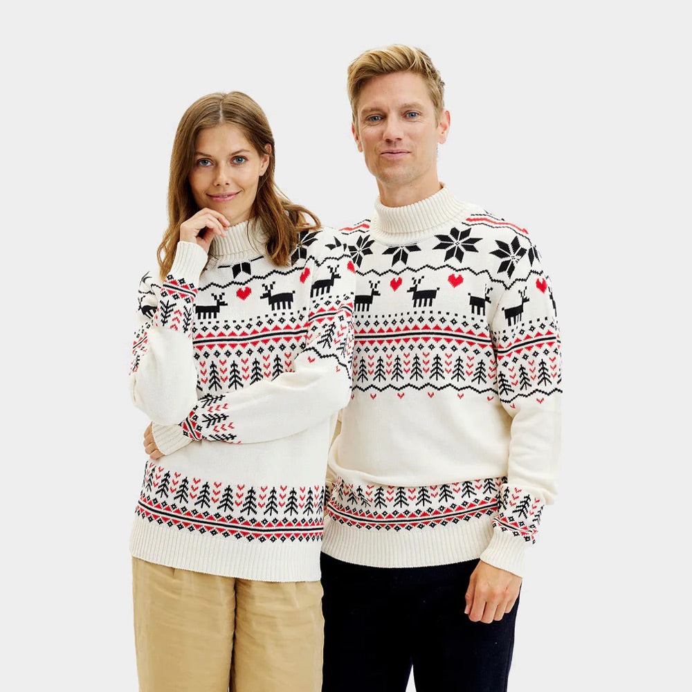 Mujer Suéter de Navidad de cuello alto para Mujer Elegante Beige Algodón Orgánico