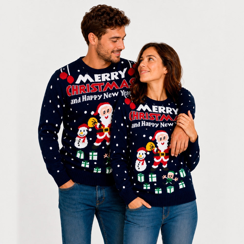 Suéter Navideño para Mujer Pareja Merry Christmas and Happy New Year
