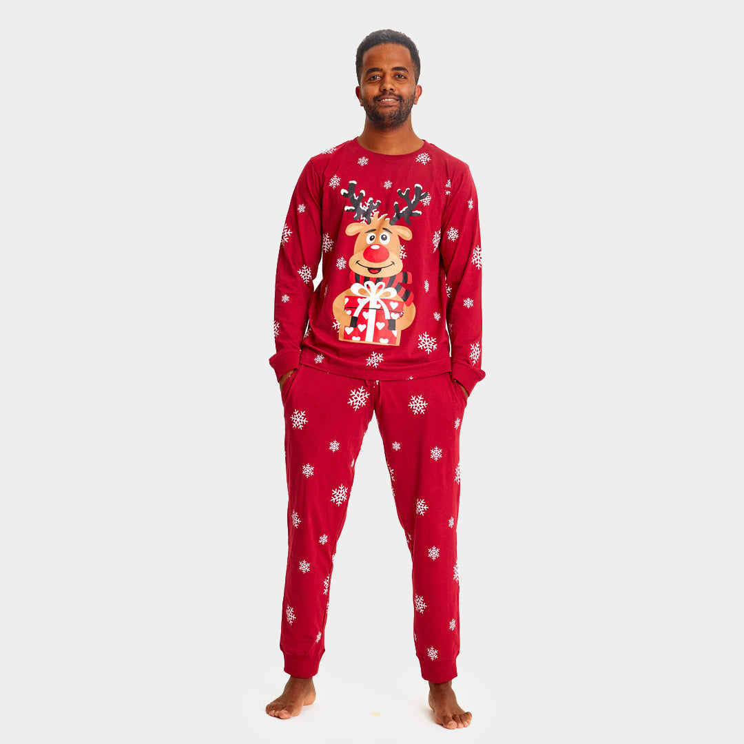 Pijama Navideña para Familia Rojo Reno Rodolfo hombre