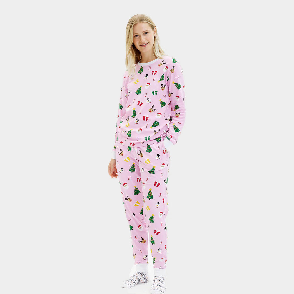 Pijama Navideña Mujer Adultos Unisex Rosa Motivos Navideños
