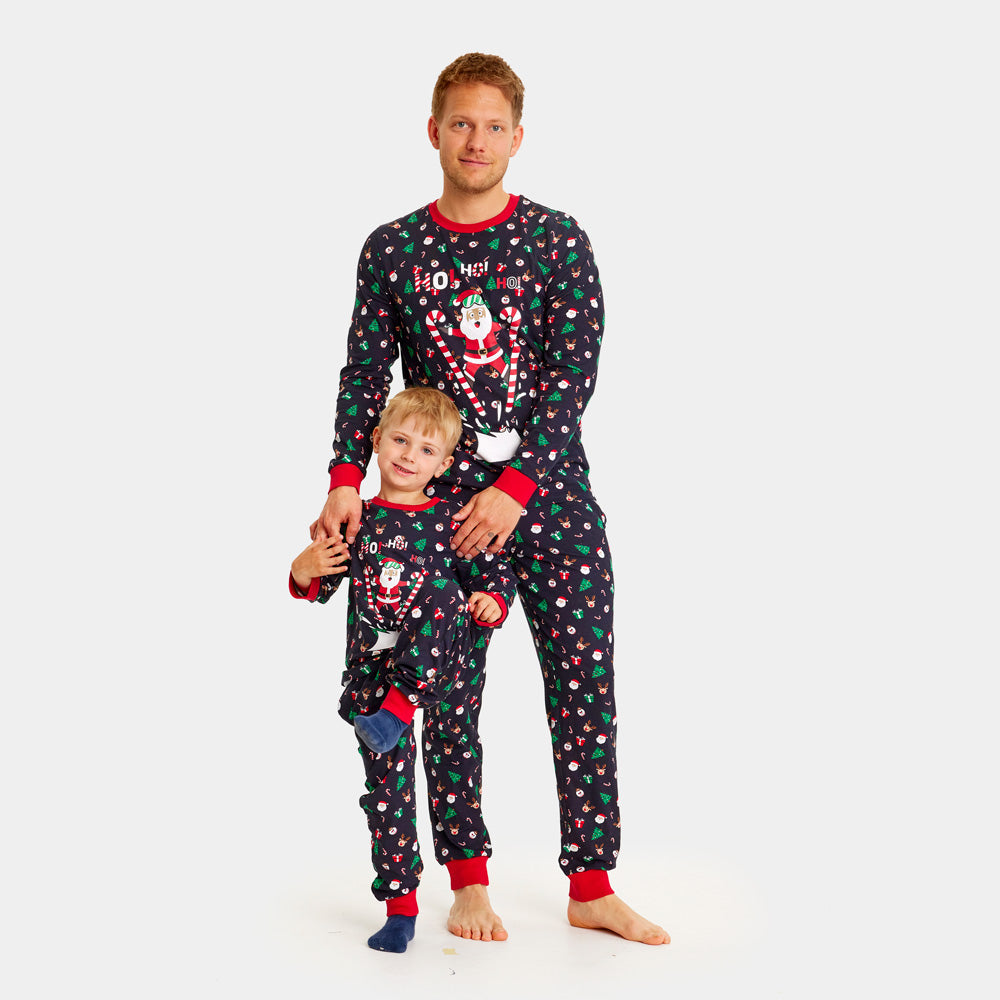 Pijama Navideña para Familia Azul Papá Noel Esquiador
