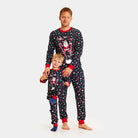 Pijama Navideña para Familia Azul Papá Noel Esquiador
