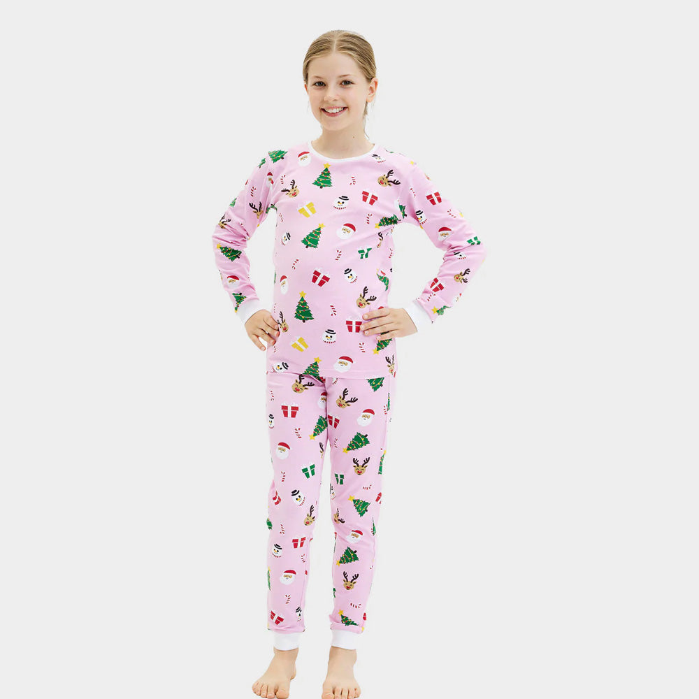 Pijama Navideña para Familia Rosa Motivos Navideños Niña
