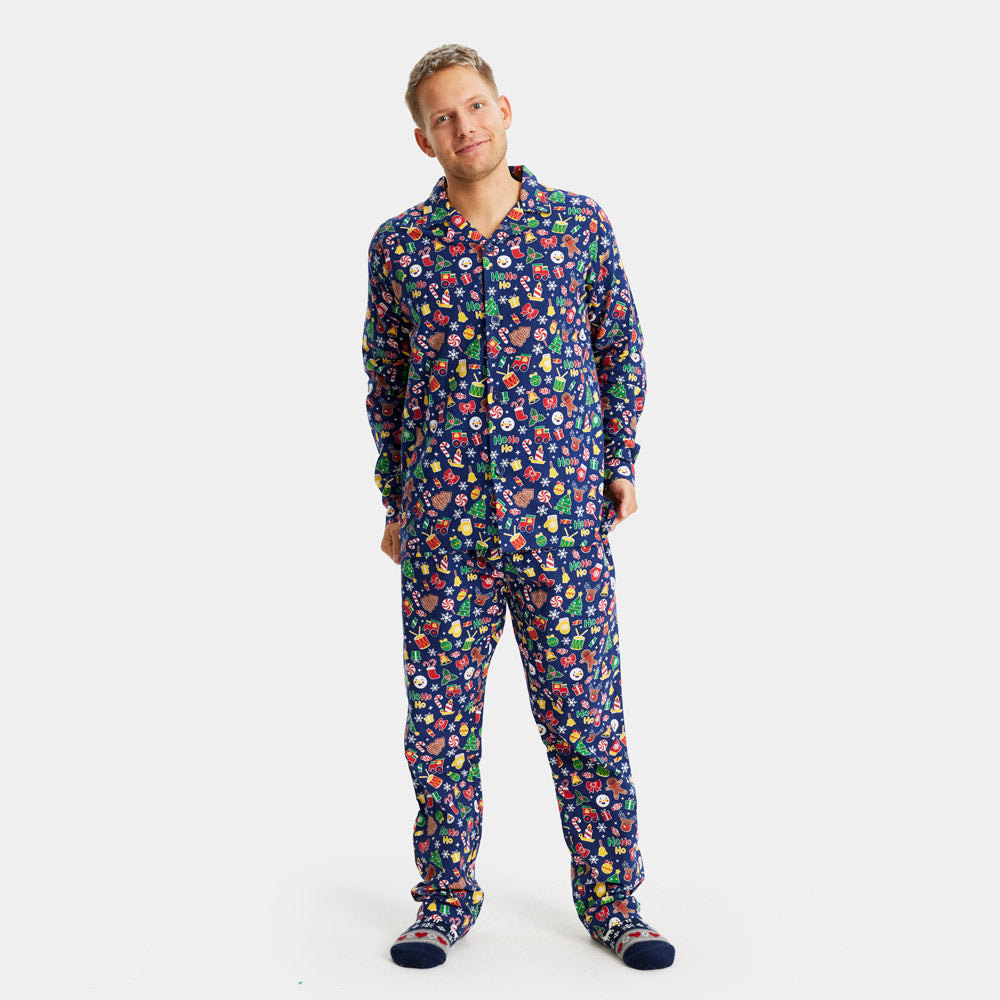 Pijama Navideña para Mujer Azul con Motivos Navideños
