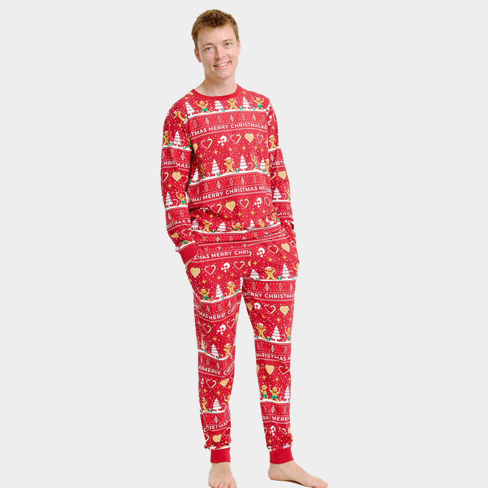 Pijama Navideña para Hombre Unisex Gingercookies Rojo
