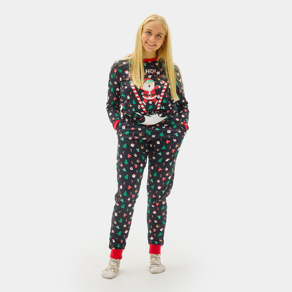 Pijama Navideña para Mujer con Papá Noel Esquiador
