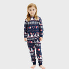 Pijama Navideña para Niña Muñecos de Nieve y Corazones Azul 