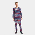 Pijama Navideña para Familia con Papá Noel, Árboles y Corazones hombre