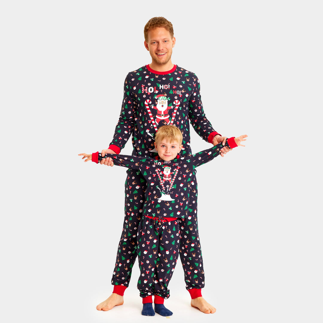 Pijama Navideña para Familia con Papá Noel Esquiador
