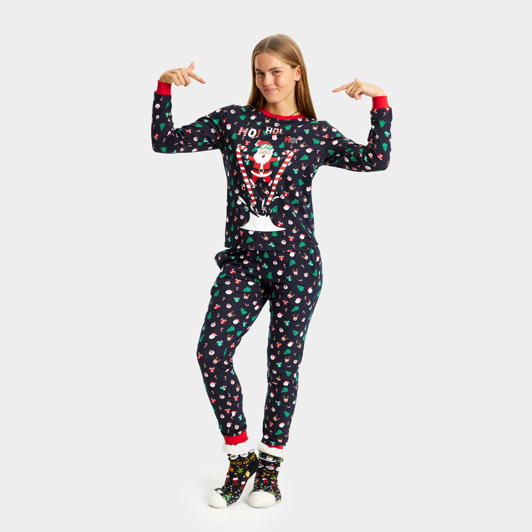 Pijama Navideña Adultos Unisex con Papá Noel Esquiador Mujer