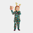 Pijama Navideña para Familia Niña Verde con Motivos Navideños 