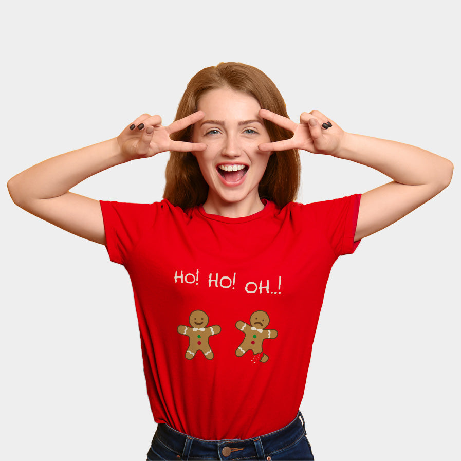 Playera Navideña Mujer Roja Gingerbread