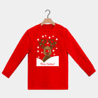 Playera Navideña Manga Larga Hombre Mujer Roja Reno Rudolph