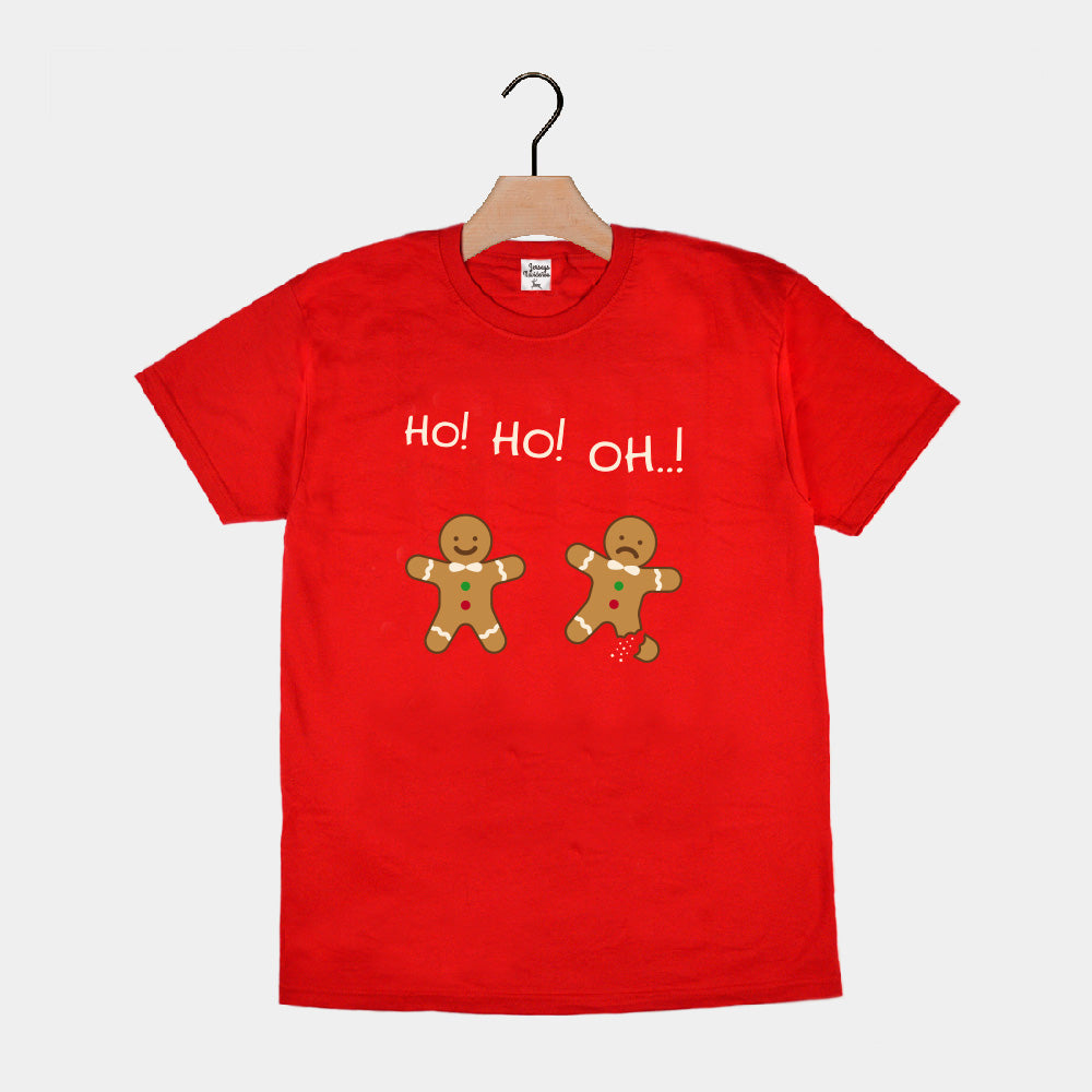 Playera Navideña Hombre Mujer Roja Gingerbreads