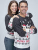 Suéter de Navidad para Mujer y Hombre Azul Papá Noel y Reno Rudolph
