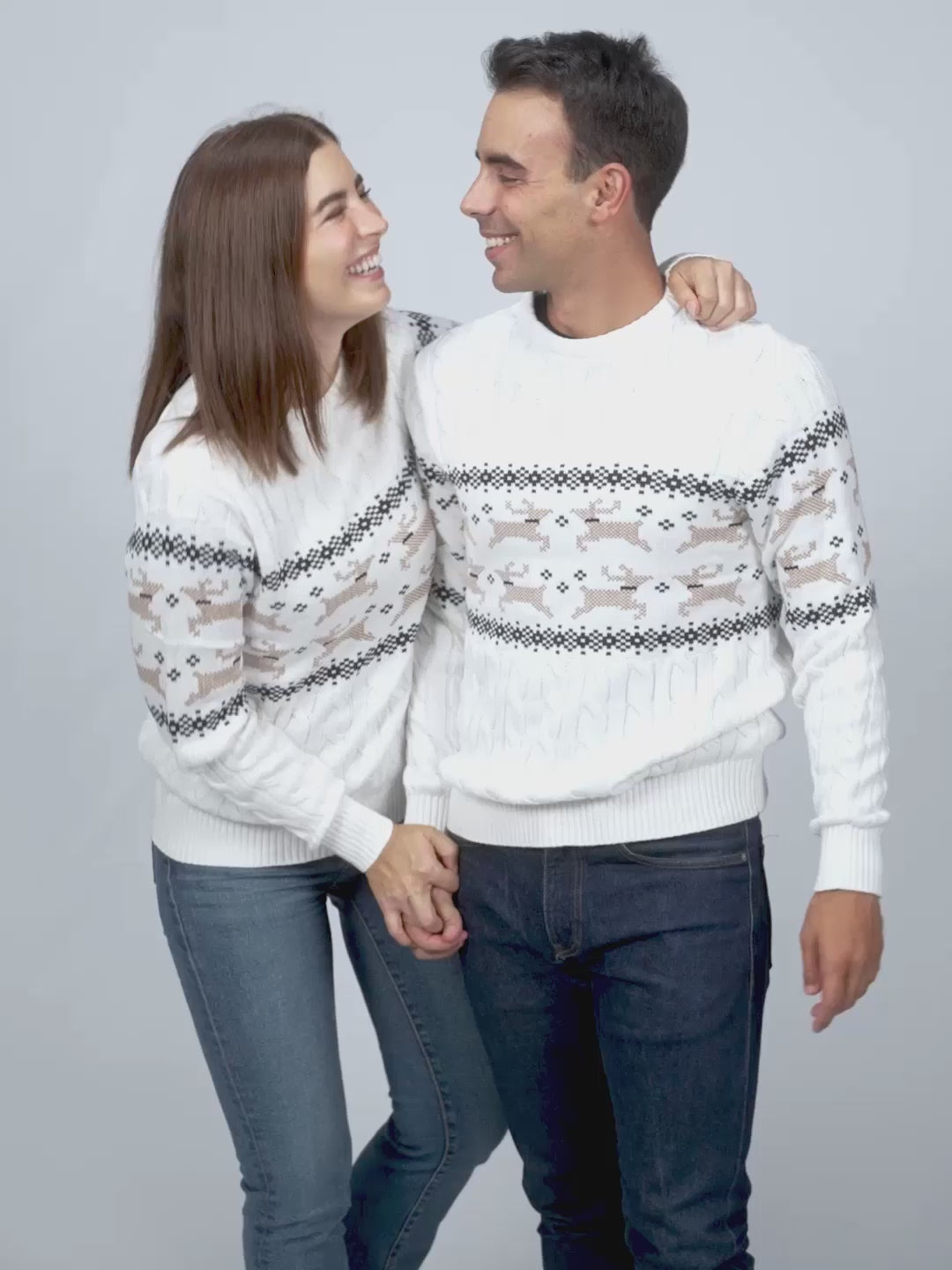 Suéter de Navidad para Mujer y Hombre Blanco Elegante Alaska