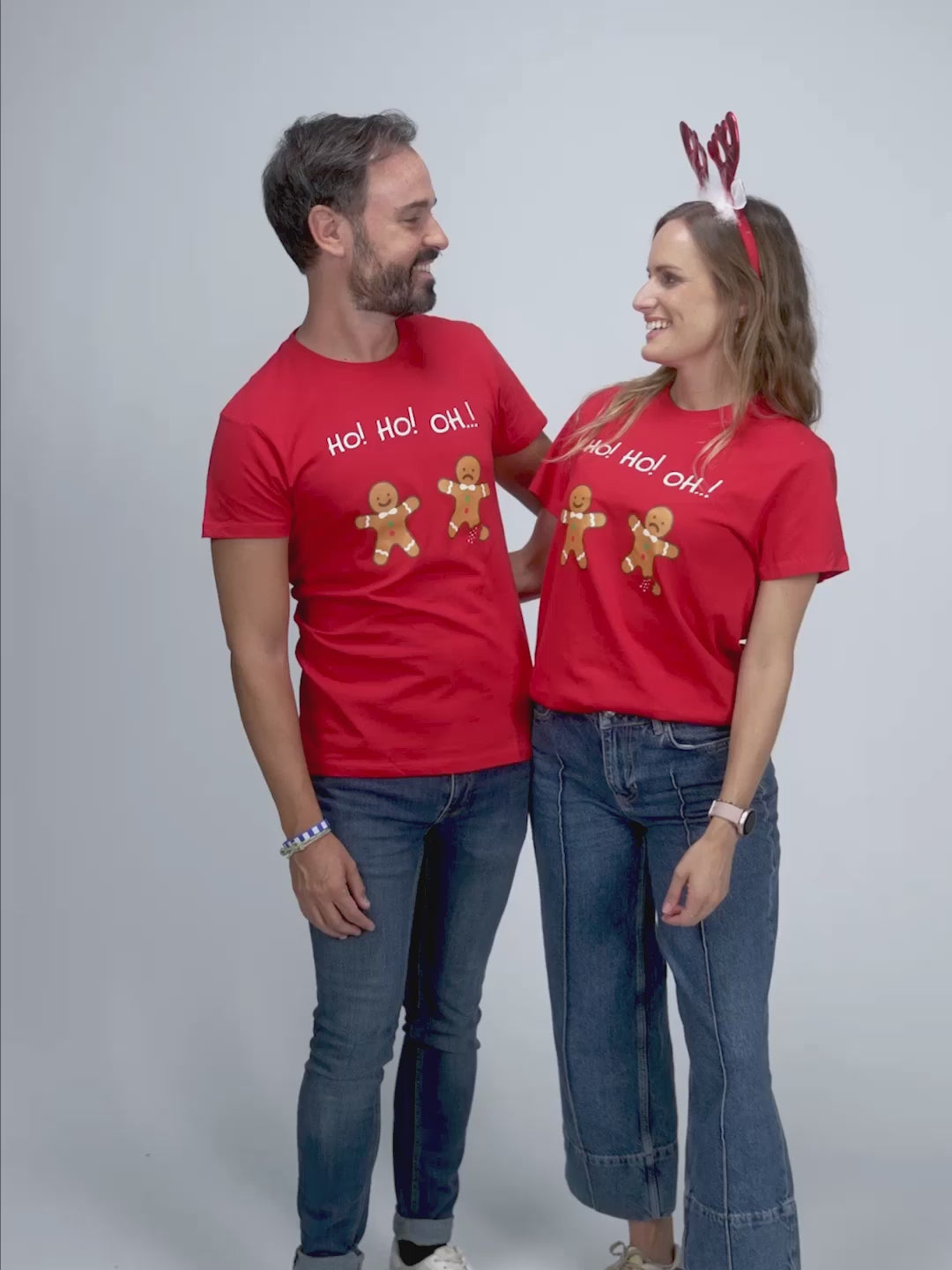Playera Navideña Mujer y Hombre  Roja Gingerbread