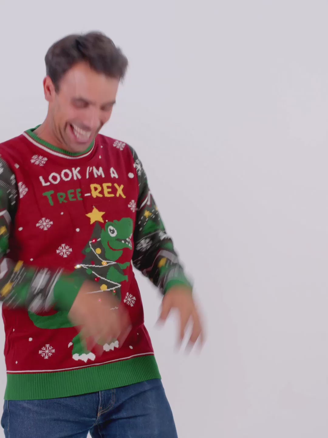 Suéter de Navidad con Luces LED para Mujer Hombre Christmas Tree-Rex