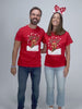 Playera Navideña Mujer y Hombre Roja Reno Rudolph