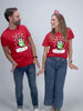 Playera Navideña Mujer y Hombre Roja Pinguino
