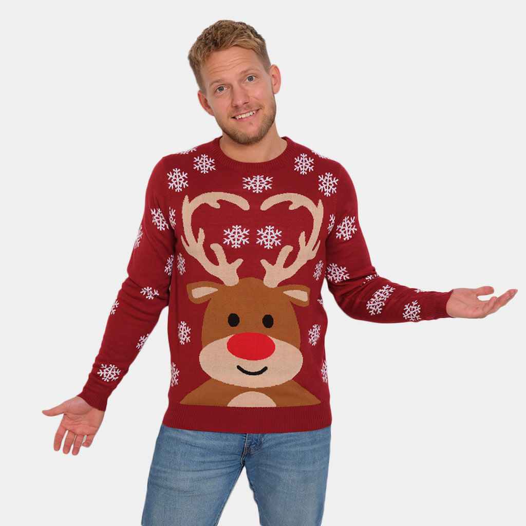 Suéter Navideño Reno Rudolph Rojo Hombre