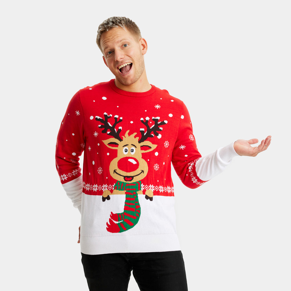 Suéter Navideño Reno con Bufanda Hombre