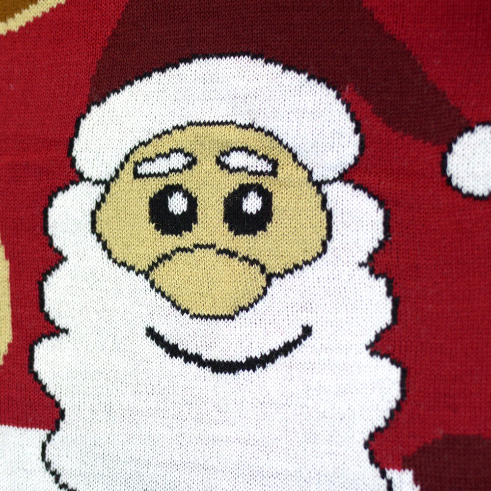 Suéter de Navidad para Familia Santa y Rudolph Sonrientes Detalle Cara