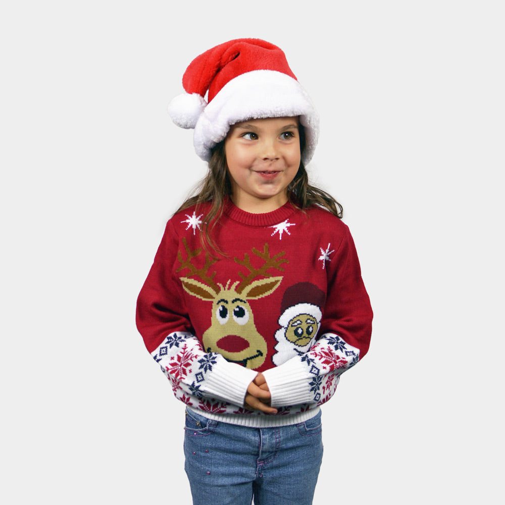 Suéter de Navidad para Familia Santa y Rudolph Sonrientes
