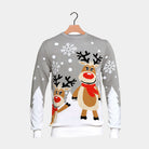 Suéter de Navidad para Hombre Gris Renas Cute