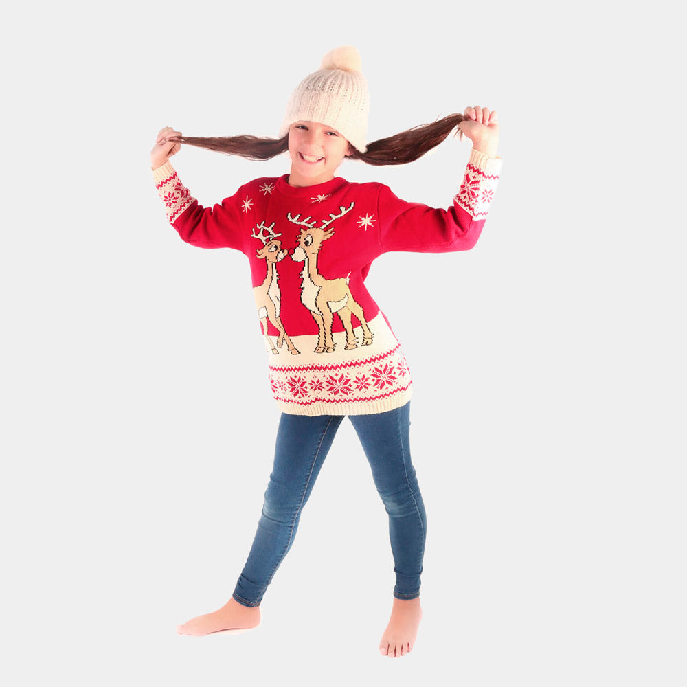 sueter de Navidad Niña Rojo con Renos Bebé Baby