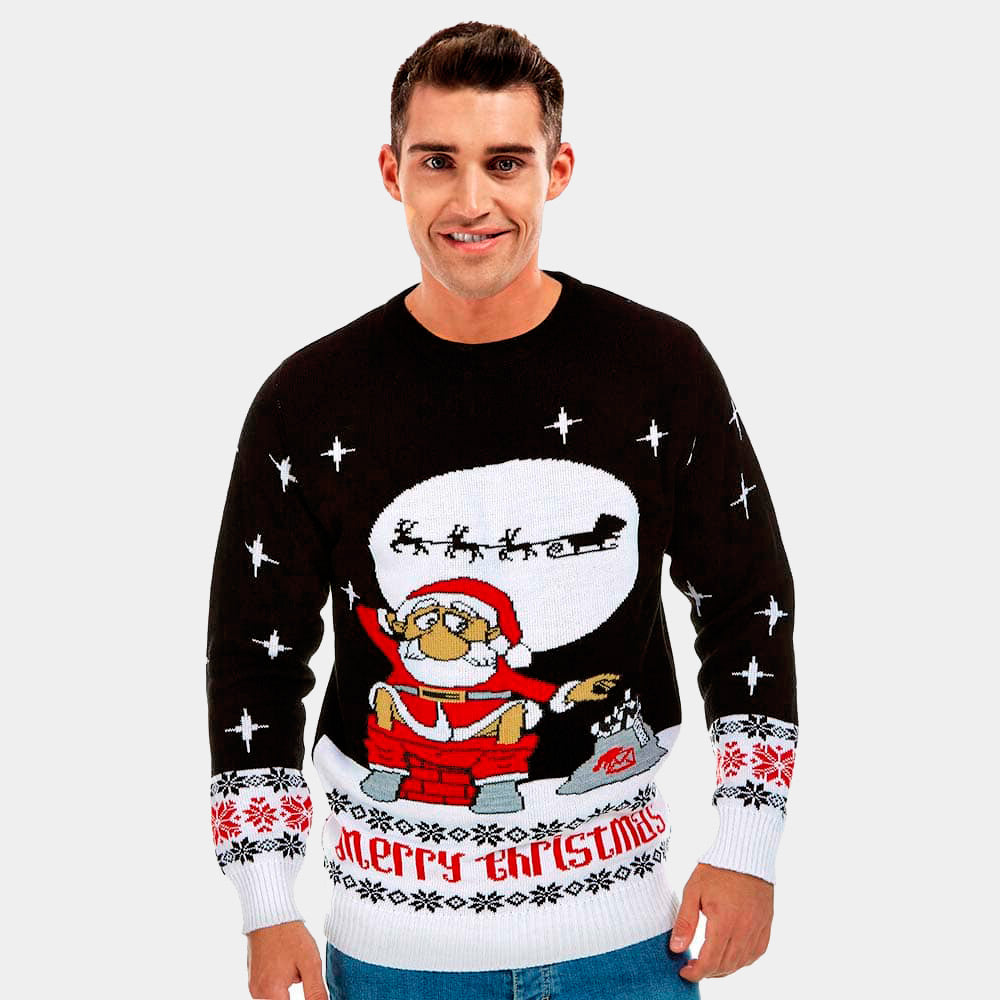 sueter Navideño Santa Descargando hombre