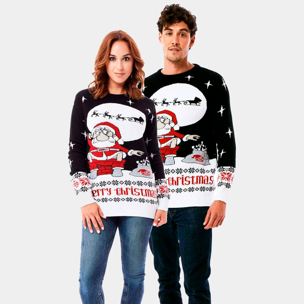 sueter Navideño Santa Descargando pareja