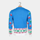 Suéter de Navidad Azul Claro Reno y Papá Noel Espalda
