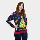 Suéter de Navidad con Luces LED Mujer Christmas Food