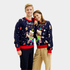 Suéter de Navidad Hombre Luces LED para Mujer Azul Ginger Cookie

