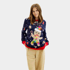 Suéter de Navidad con Luces LED para Mujer Azul Ginger Cookie

