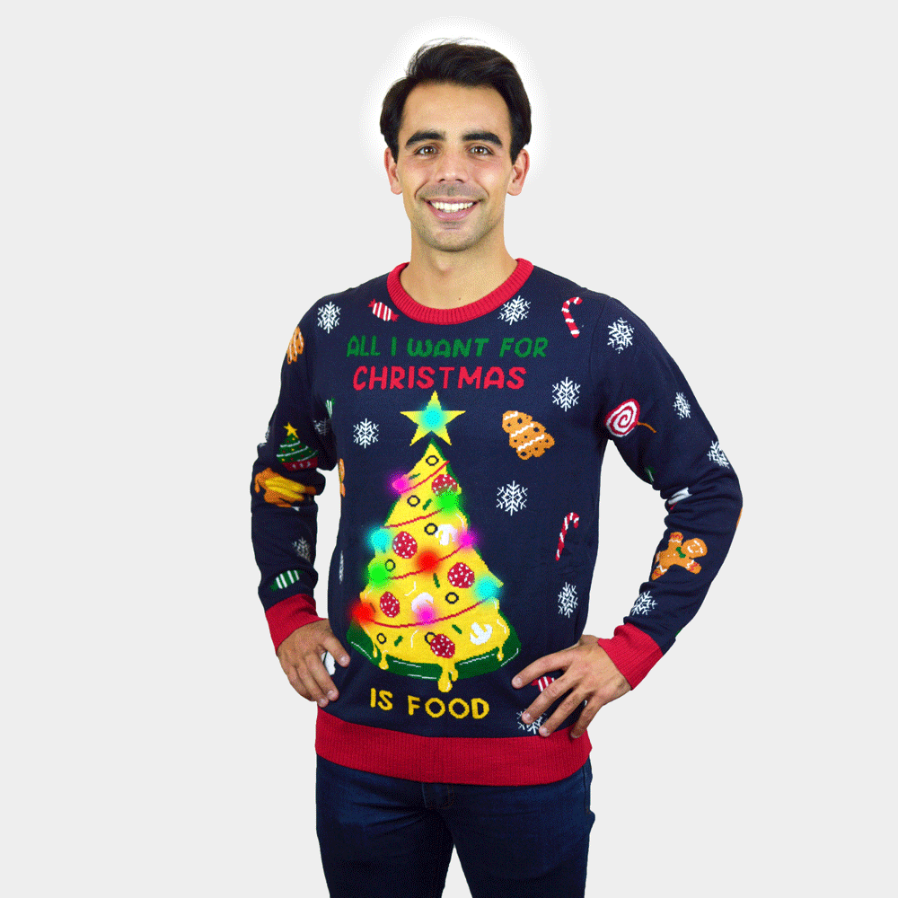 Suéter de Navidad con Luces LED Hombre Mujer Christmas Food
