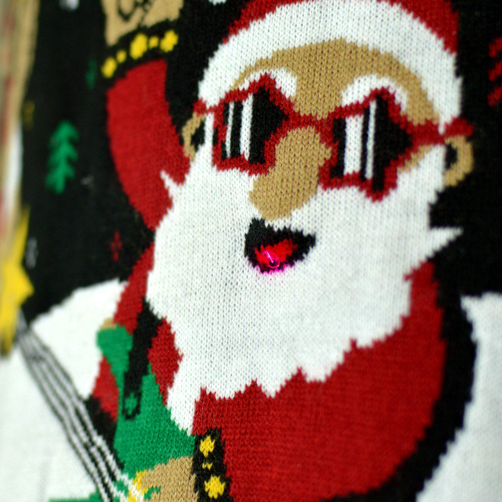 Suéter de Navidad con Luces LED para Mujer Santa Rockero Detalle