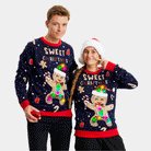 Suéter de Navidad con Luces LED para Mujer Y Hombre Azul Ginger Cookie