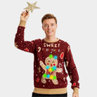 Suéter de Navidad con Luces LED Parejas Rojo Ginger Cookie hombre