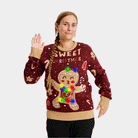 Ginger Cookie Suéter de Navidad con Luces LED Mujer Rojo 