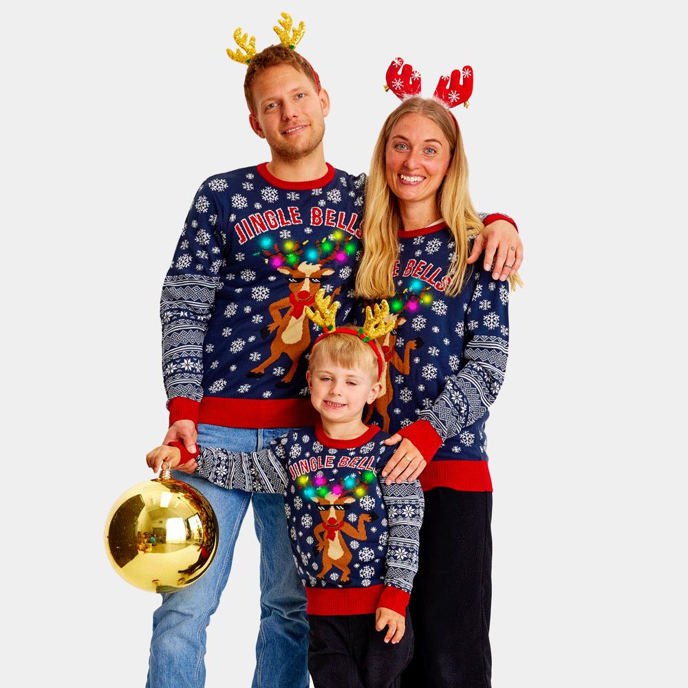 Suéter de Navidad de Luces LED para Familia Jingle Bells