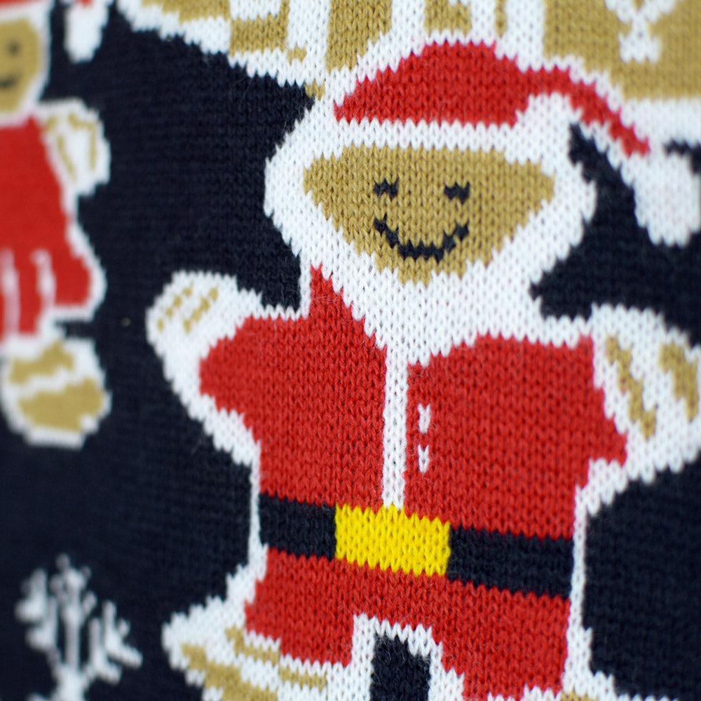 Suéter de Navidad de Luces LED para Familia Casa Gingerbread Detalle