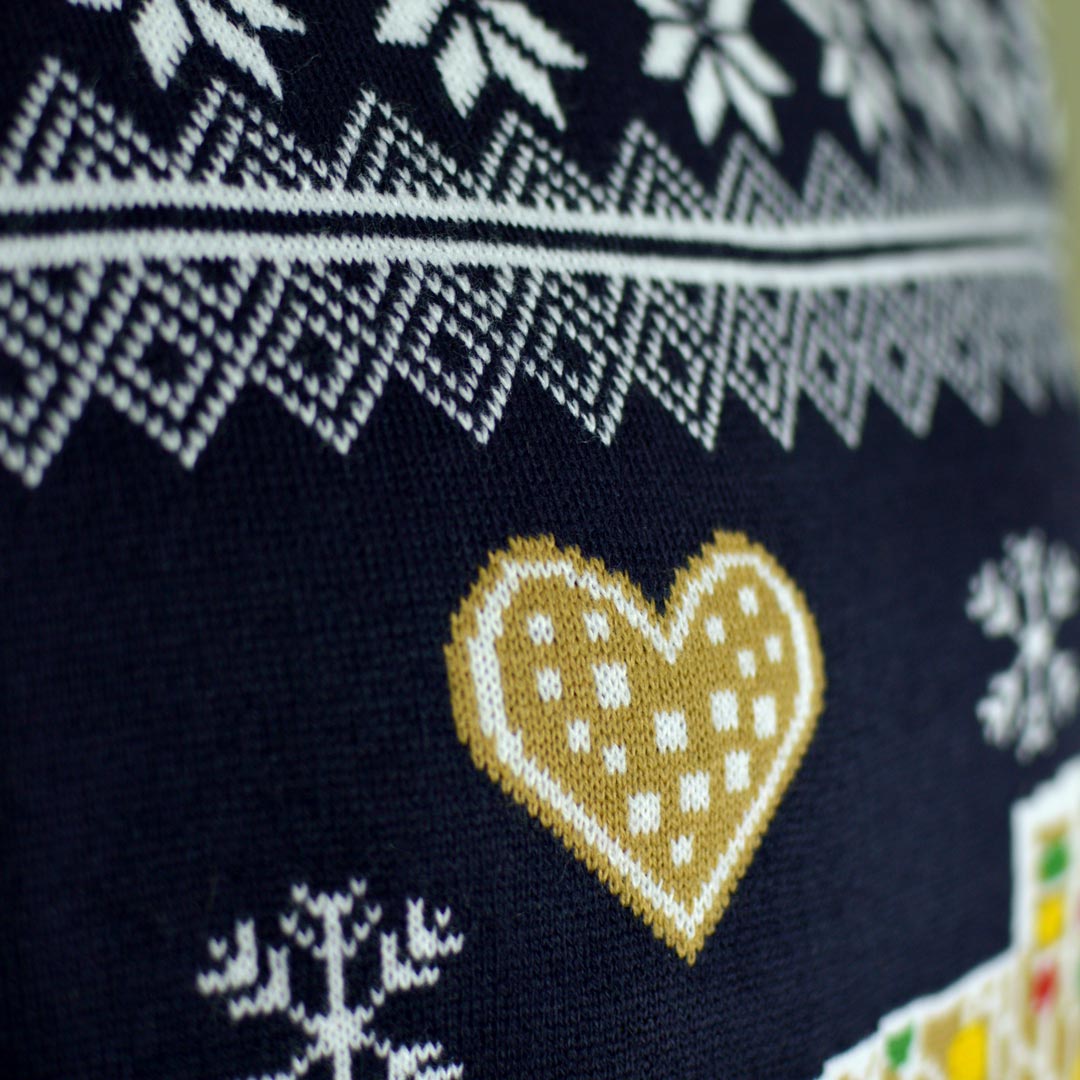 Suéter de Navidad de Luces LED para Familia Casa Gingerbread Detalle Corazón