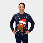 Suéter de Navidad para Familia Azul Gingerbread Hombre